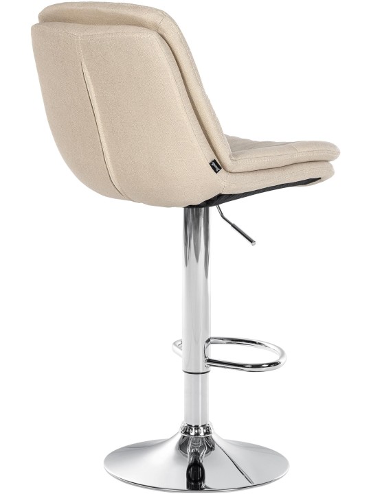 Taburete de bar Laurel tela cromo, crema
