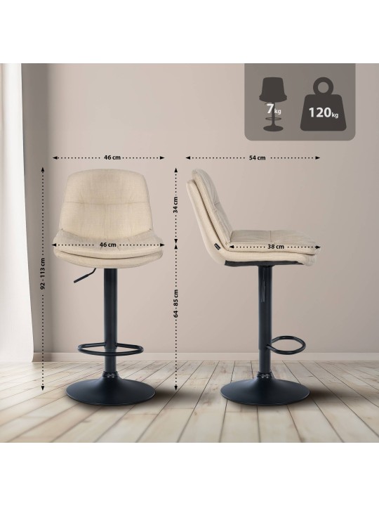 Taburete de bar Tela Laurel, crema Taburete de bar Tela Laurel, crema