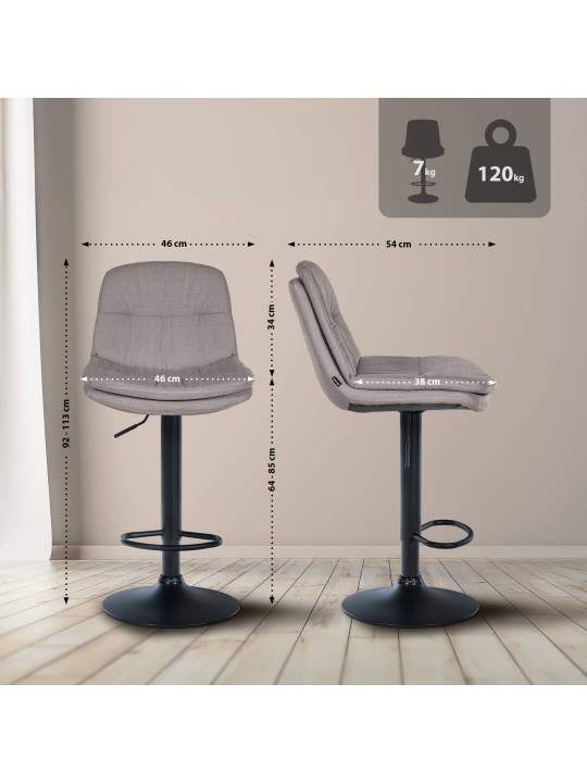 Taburete de bar Tela Laurel, gris Taburete de bar Tela Laurel, gris