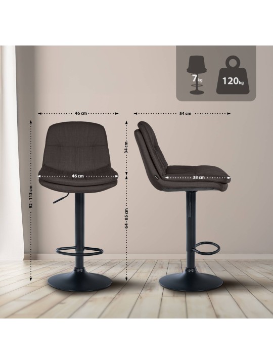 Taburete de bar Tela Laurel, gris oscuro Taburete de bar Tela Laurel, gris oscuro