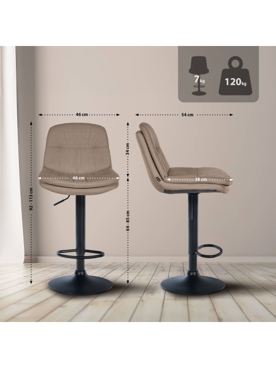 Taburete de bar Tela Laurel, taupe Taburete de bar Tela Laurel, taupe