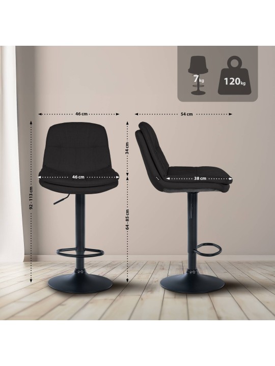 Taburete de bar Tela Laurel, negro Taburete de bar Tela Laurel, negro