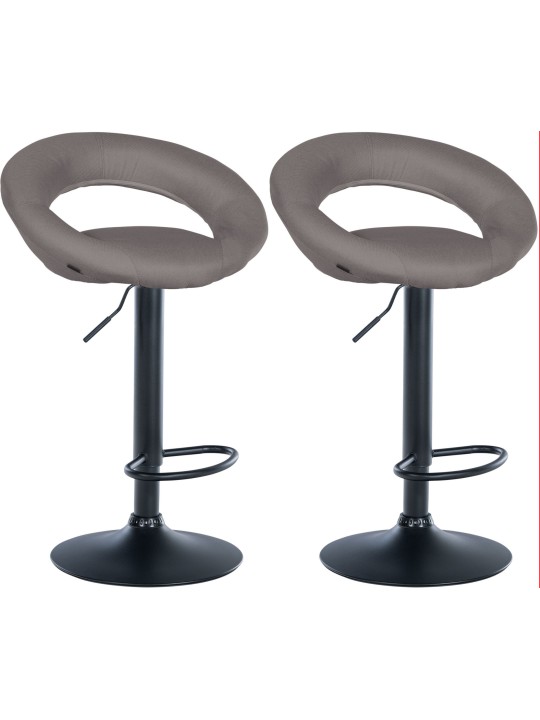 Juego de 2 taburetes de bar Olinda tela, gris Juego de 2 taburetes de bar Olinda tela, gris