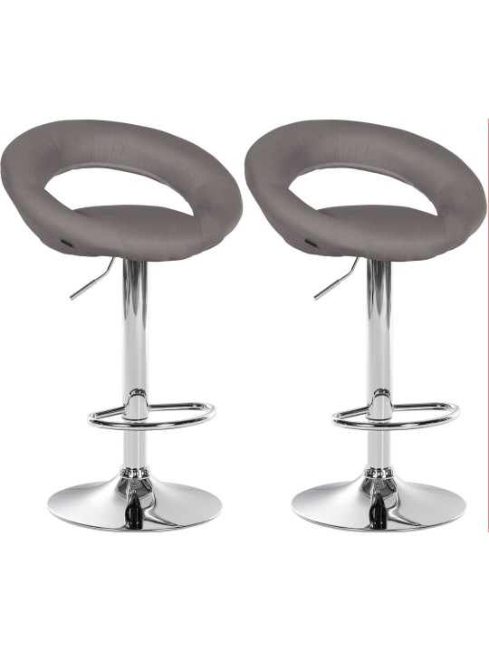 Juego de 2 taburetes de bar Olinda tela cromo, gris Juego de 2 taburetes de bar Olinda tela cromo, gris