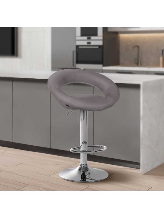 Juego de 2 taburetes de bar Olinda tela cromo, gris Juego de 2 taburetes de bar Olinda tela cromo, gris