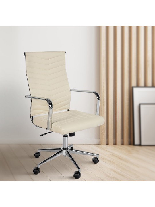 Silla de oficina Canby piel sintética, crema Silla de oficina Canby piel sintética, crema