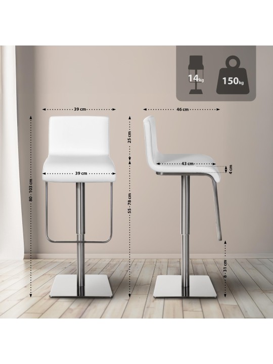 Taburete de bar Limon E, blanco