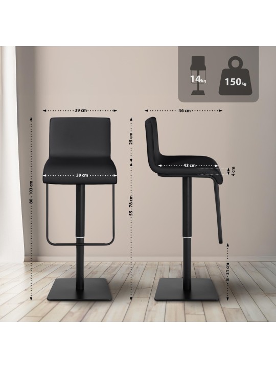 Taburete de bar Limon B, negro