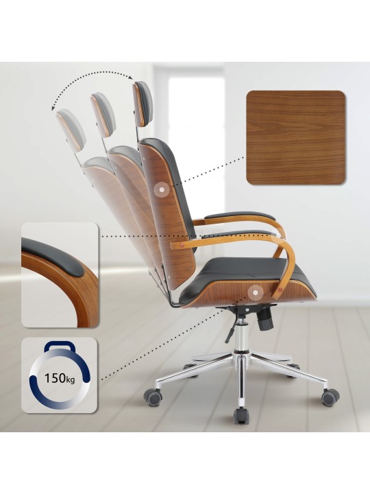 Silla de oficina Dayton, nogal/negro Silla de oficina Dayton, nogal/negro