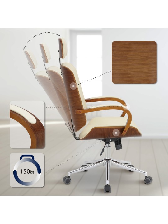 Silla de oficina Dayton, nogal/crema Silla de oficina Dayton, nogal/crema