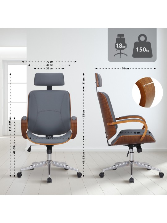 Silla de oficina Dayton, nogal/gris Silla de oficina Dayton, nogal/gris