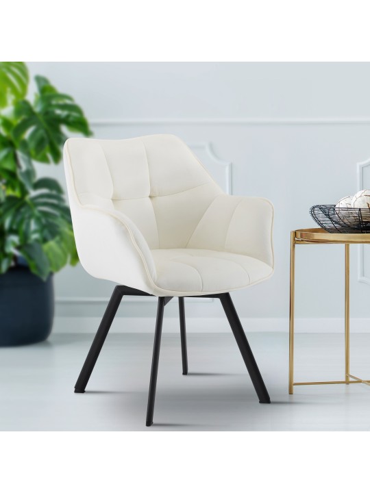 Silla de comedor Jordi terciopelo, crema