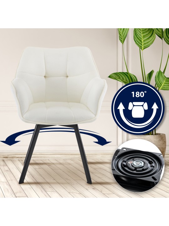 Silla de comedor Jordi terciopelo, crema