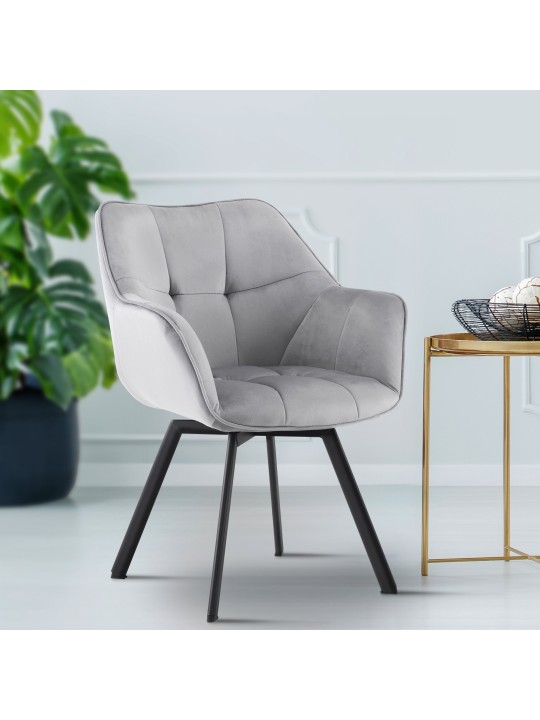 Silla de comedor Jordi terciopelo, gris oscuro