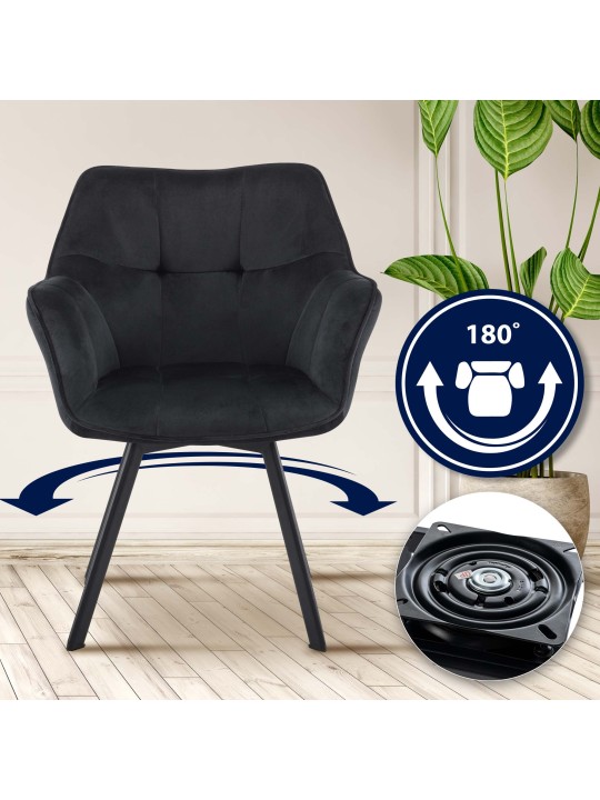 Silla de comedor Jordi terciopelo, negro