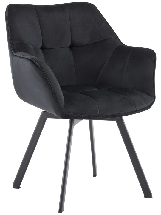 Silla de comedor Jordi terciopelo, negro