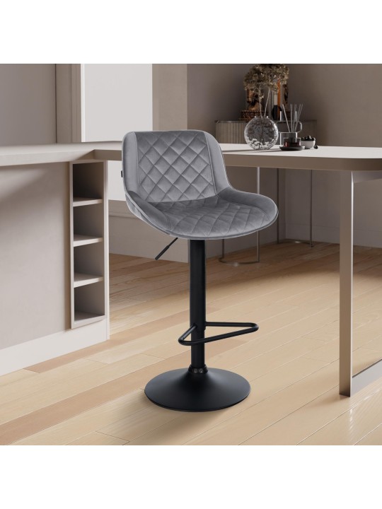 Taburete de bar Kasson terciopelo, gris oscuro