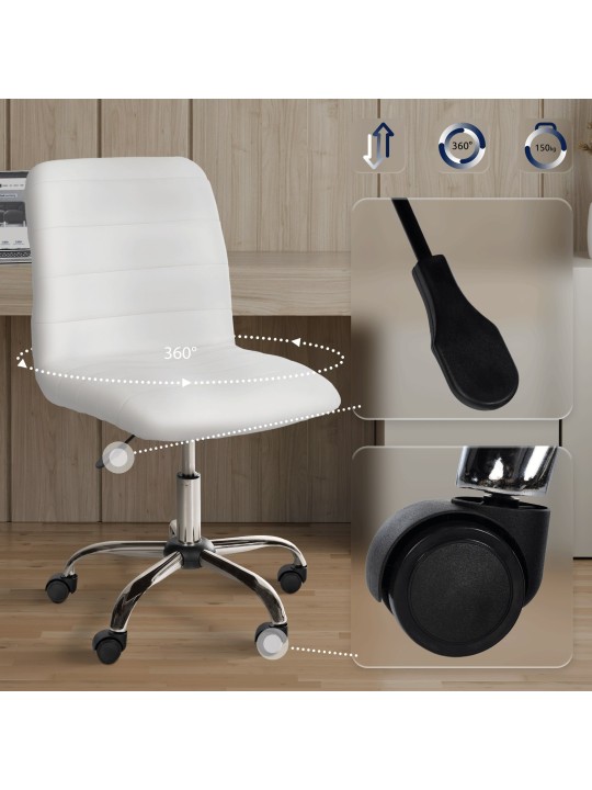 Taburete de trabajo Redding piel sintética, blanco