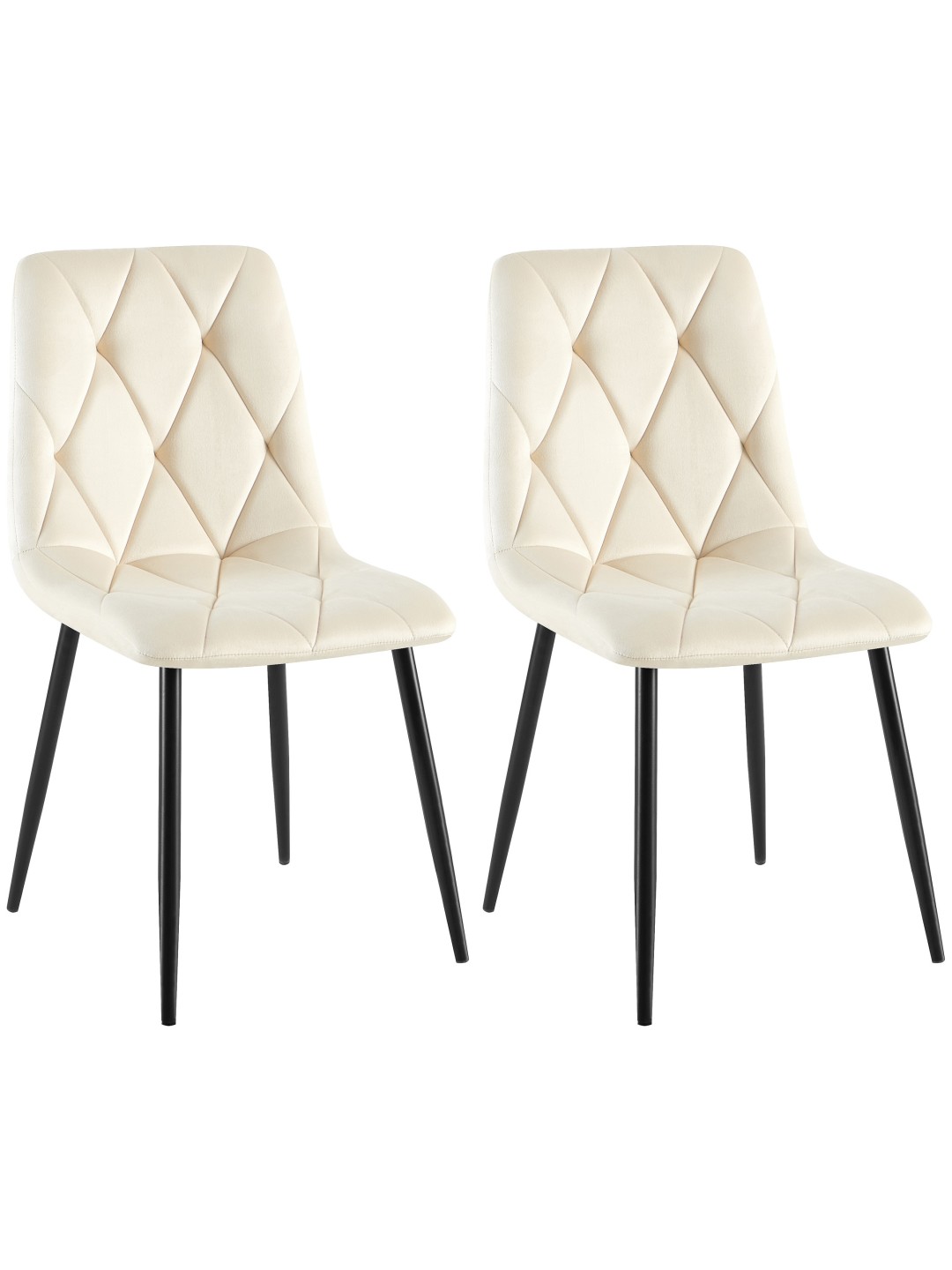 Juego de 2 sillas de comedor Terciopelo Clairton, crema