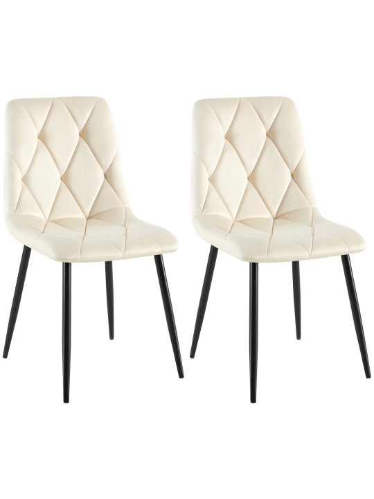 Juego de 2 sillas de comedor Terciopelo Clairton, crema