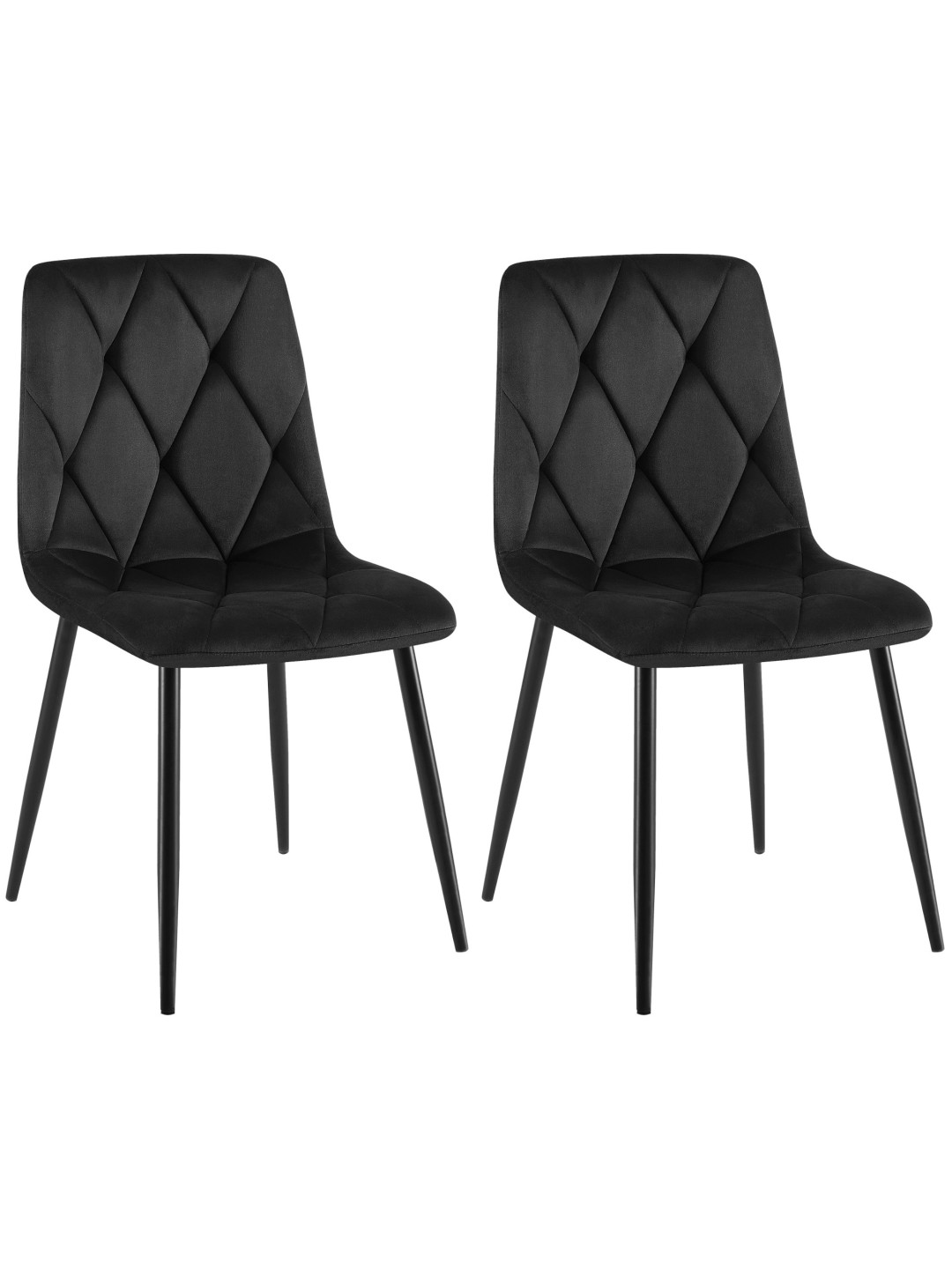 Juego de 2 sillas de comedor Terciopelo Clairton, negro