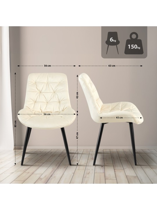 Juego de 2 sillas de comedor Rossford, crema