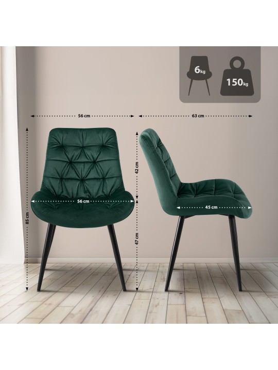 Juego de 2 sillas de comedor Rossford., verde Juego de 2 sillas de comedor Rossford., verde