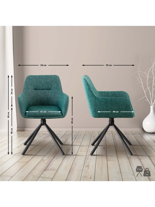 Conjunto de 2 sillas tela Tipton, verde oscuro