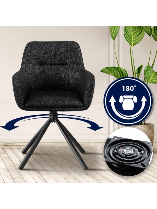 Conjunto de 2 sillas tela Tipton, negro Conjunto de 2 sillas tela Tipton, negro