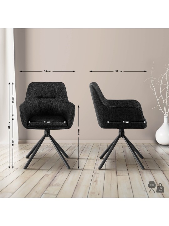 Conjunto de 2 sillas tela Tipton, negro Conjunto de 2 sillas tela Tipton, negro