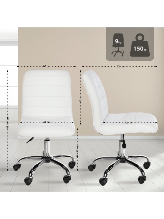 Taburete de trabajo Redding piel sintética, blanco