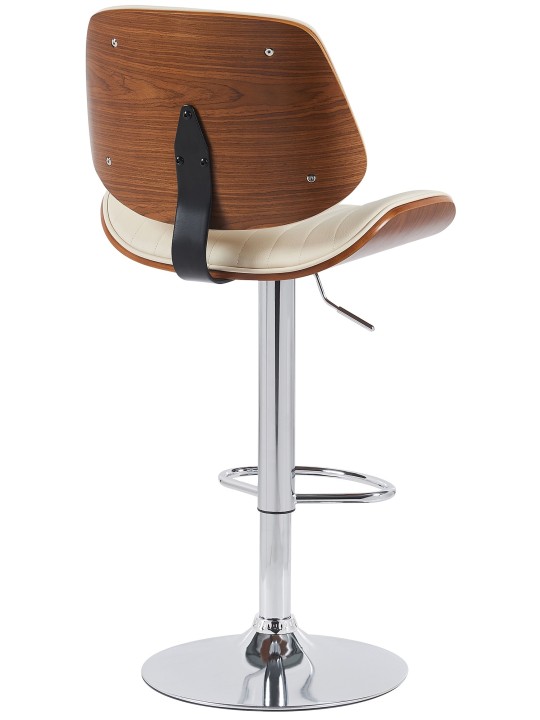 Juego de 2 taburetes de bar Clawson polipiel cromado, nogal/crema