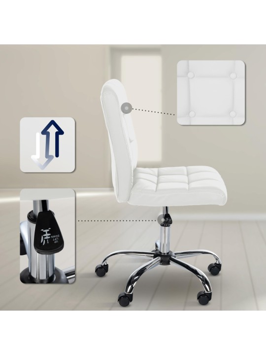 Taburete de trabajo Trenton piel sintética, blanco