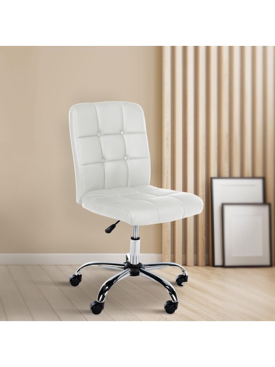 Taburete de trabajo Trenton piel sintética, blanco