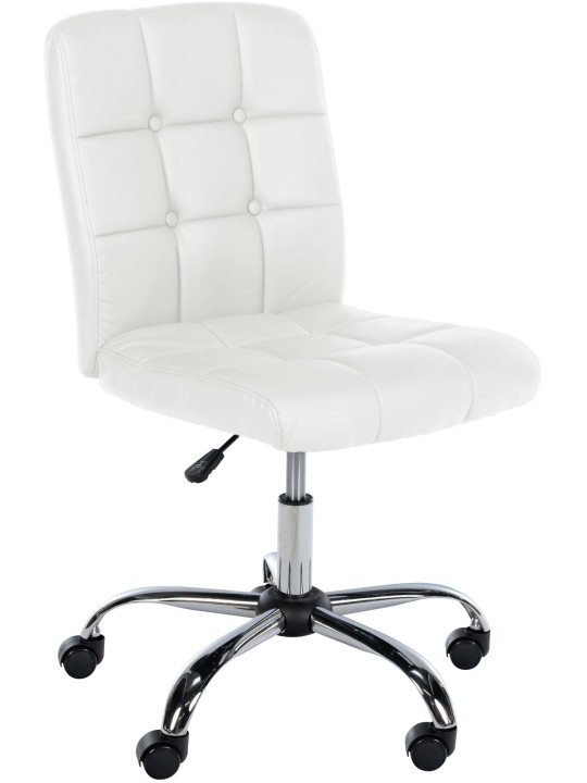 Taburete de trabajo Trenton piel sintética, blanco