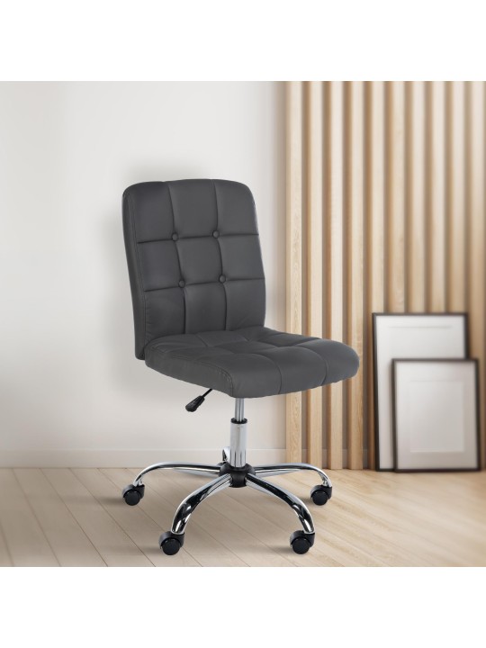 Taburete de trabajo Trenton piel sintética, gris