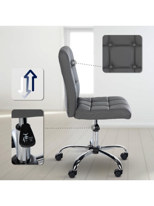 Taburete de trabajo Trenton piel sintética, gris