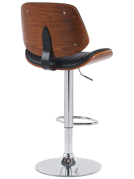Juego de 2 taburetes de bar Clawson polipiel cromado, nogal/negro Juego de 2 taburetes de bar Clawson polipiel cromado, nogal/negro