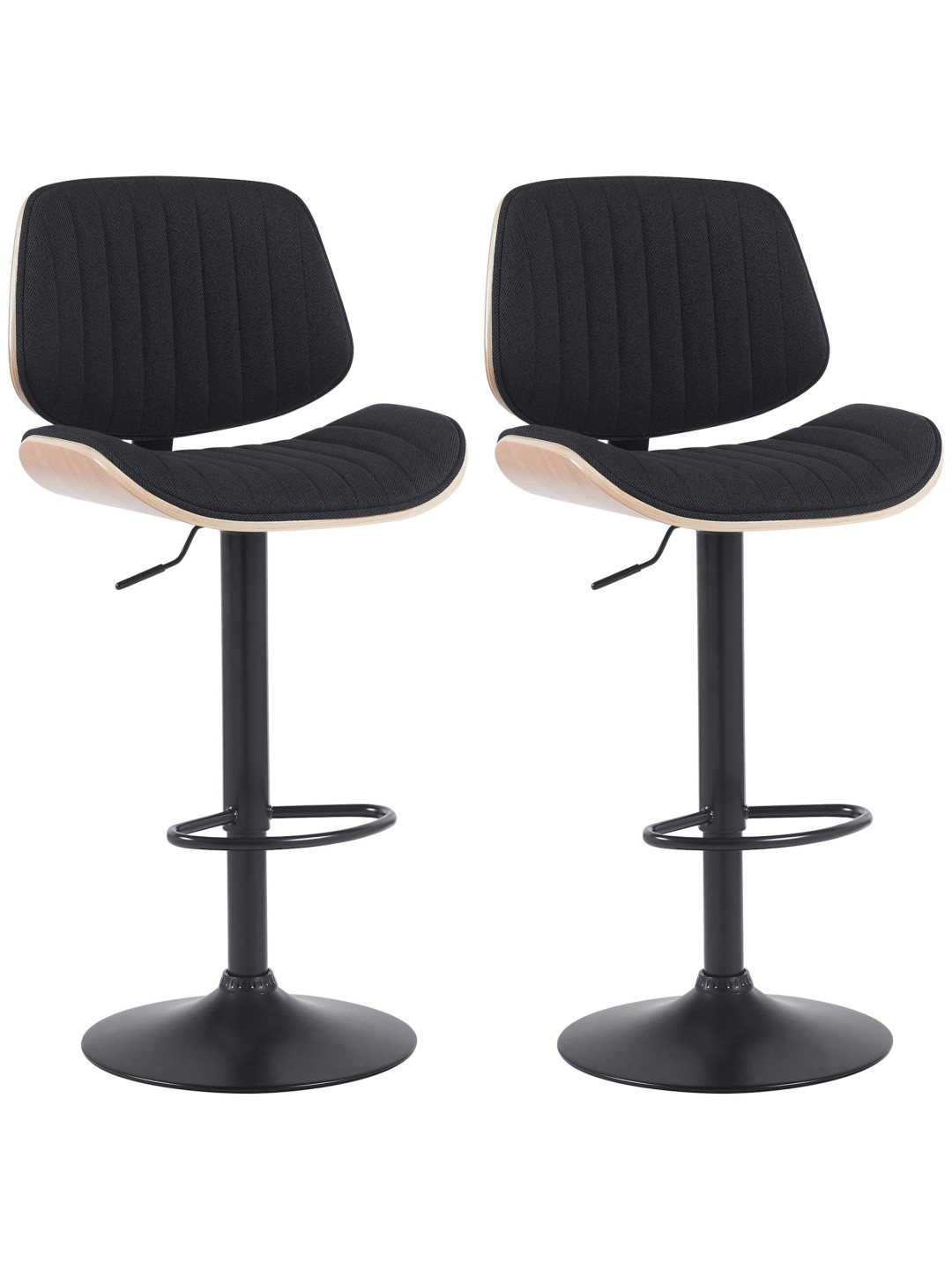 Juego de 2 taburetes de bar tela Clawson, natural/negro