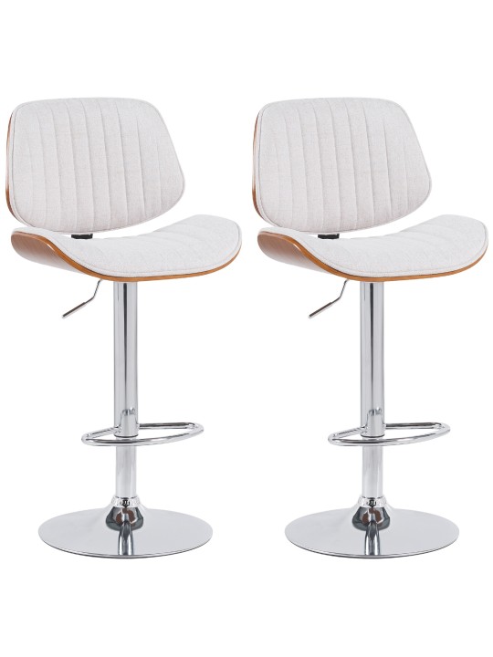 Juego de 2 taburetes de bar Clawson tela cromo, nogal/crema Juego de 2 taburetes de bar Clawson tela cromo, nogal/crema