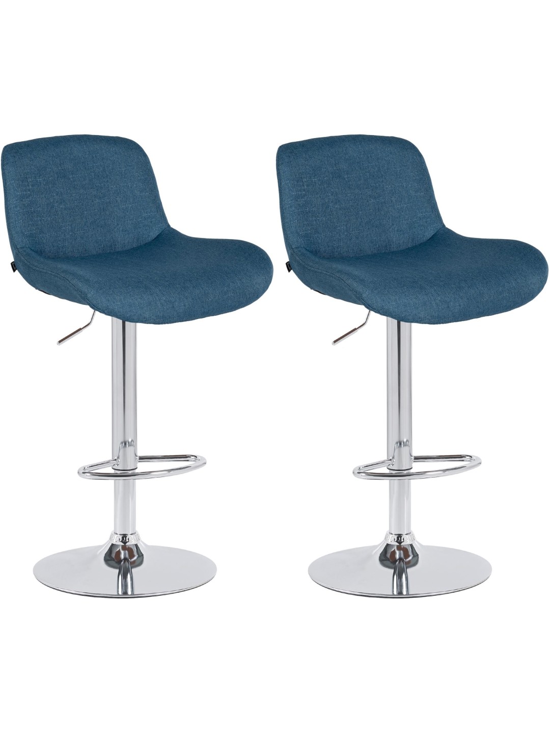Juego de 2 taburetes de bar Solon tela cromo, azul