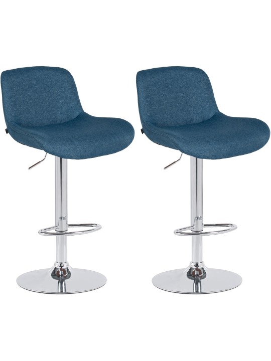 Juego de 2 taburetes de bar Solon tela cromo, azul Juego de 2 taburetes de bar Solon tela cromo, azul
