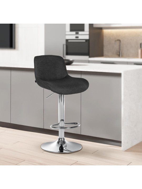 Juego de 2 taburetes de bar Solon tela cromo, negro Juego de 2 taburetes de bar Solon tela cromo, negro