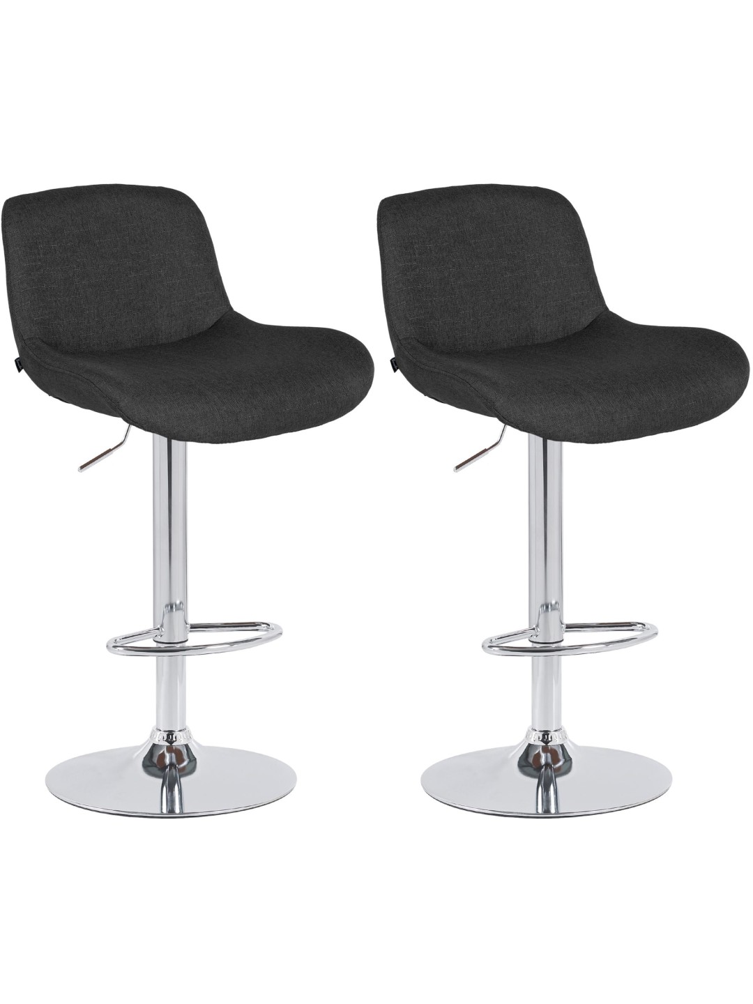 Juego de 2 taburetes de bar Solon tela cromo, negro