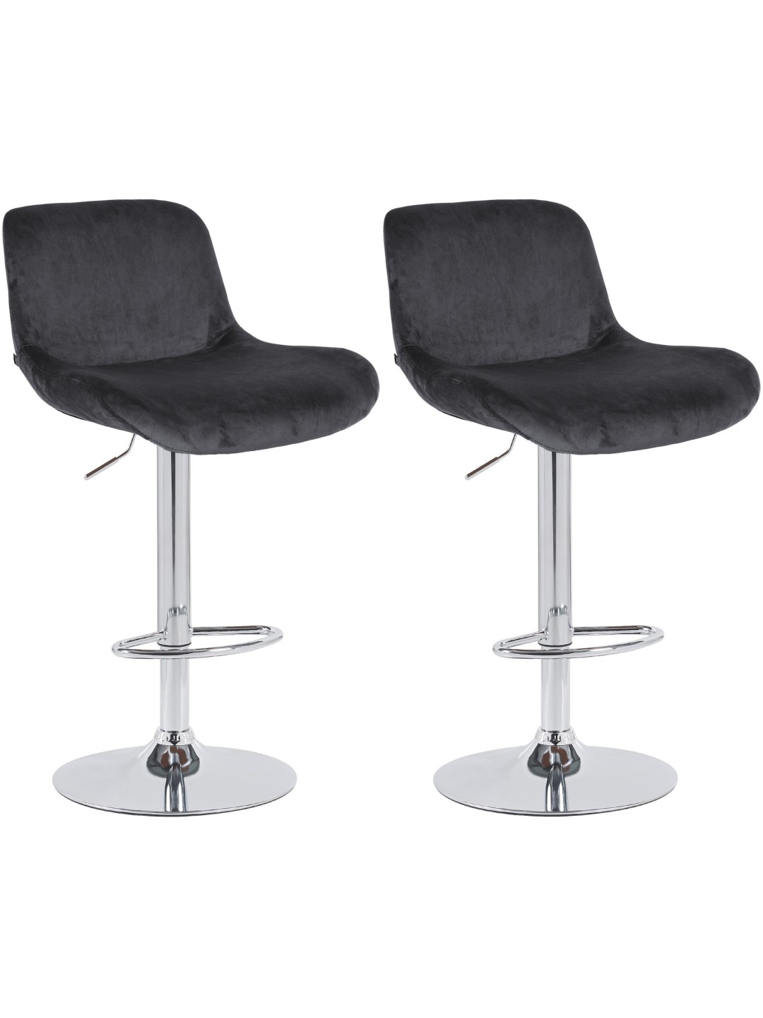 Juego de 2 taburetes de bar Solon terciopelo cromado, negro