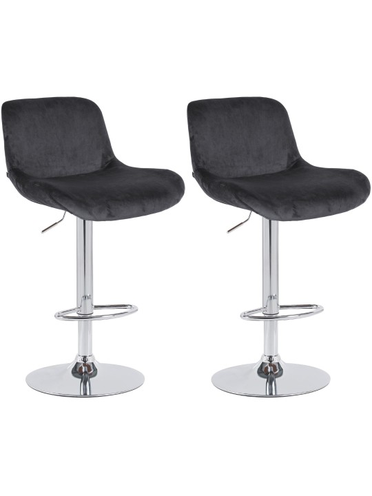 Juego de 2 taburetes de bar Solon terciopelo cromado, negro Juego de 2 taburetes de bar Solon terciopelo cromado, negro