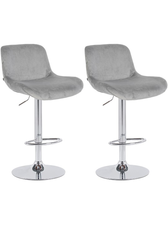 Juego de 2 taburetes de bar Solon terciopelo cromado, gris Juego de 2 taburetes de bar Solon terciopelo cromado, gris