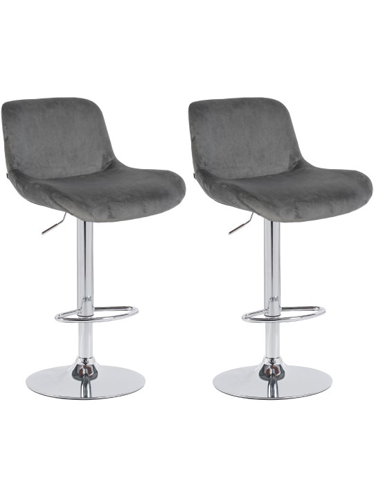 Juego de 2 taburetes de bar Solon terciopelo cromado, gris oscuro Juego de 2 taburetes de bar Solon terciopelo cromado, gris oscuro
