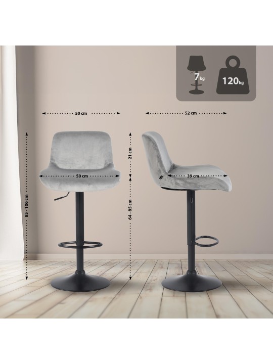 Juego de 2 taburetes de bar Solon, gris Juego de 2 taburetes de bar Solon, gris