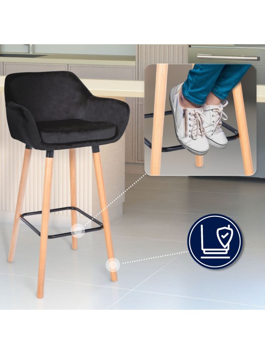 Taburete de bar Grant terciopelo, negro